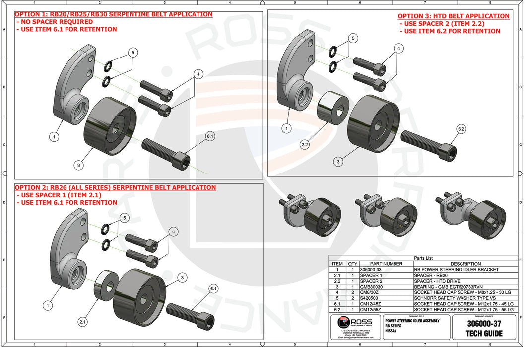 Nissan RB Power Steering Idler Kit to suit RB20 | RB25 | RB26 | RB30