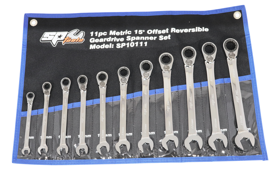 Set Spanner Roe Reversible Geardrive 11Pc Metric