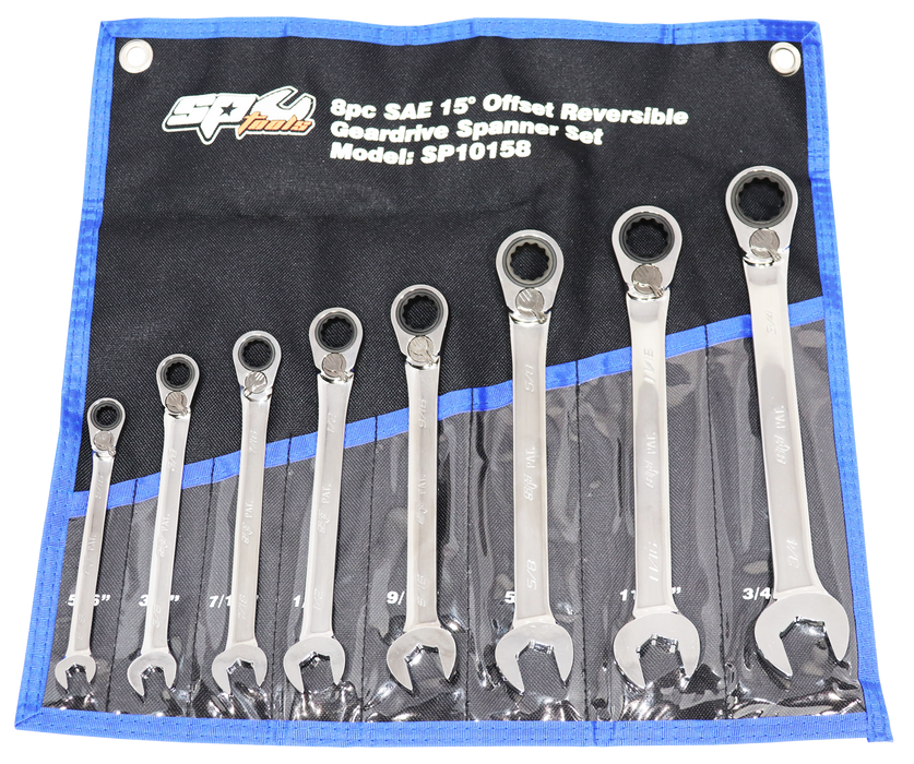 Set Spanner Roe Reversible Geardrive 8Pc Sae Sp Tools