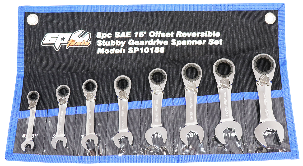 Set Spanner Roe Stubby Reversible Geardrive 8Pc