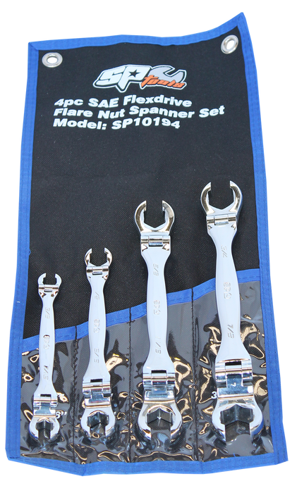 Set Spanner Double Flare Nut Flex Head 4Pc Sae Sp Tools