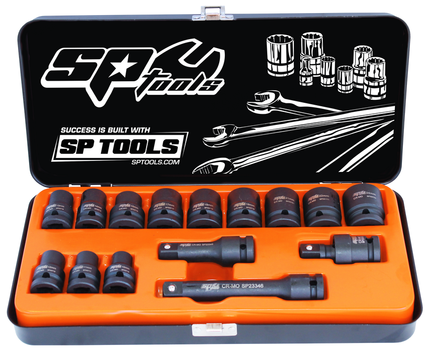 Socket Set Impact 1/2Dr 6Pt 15Pc Metric