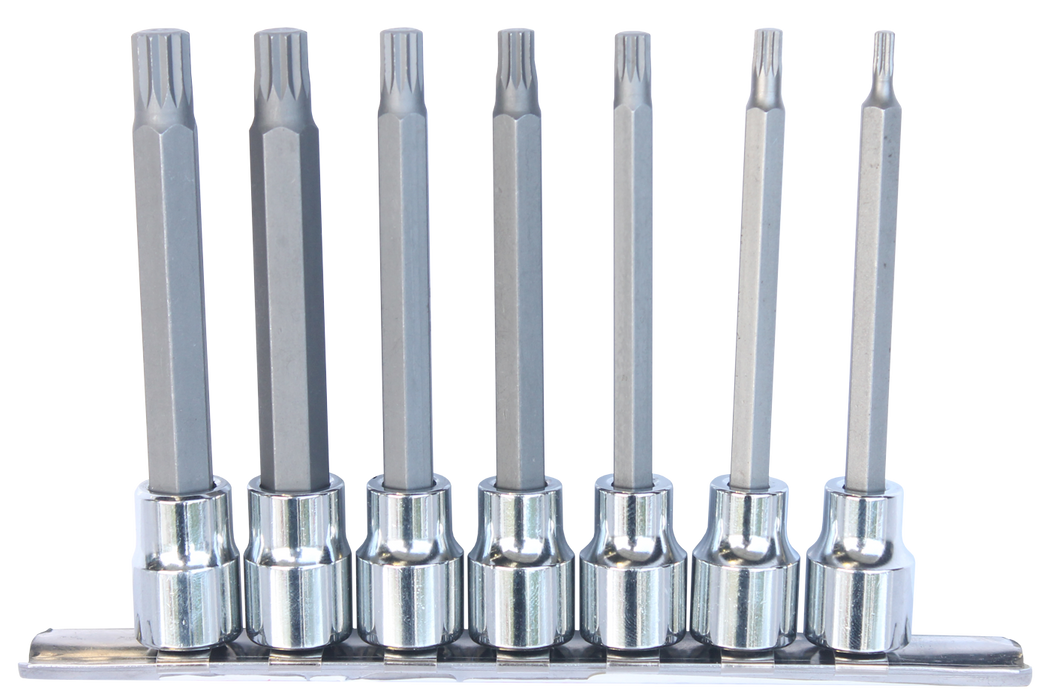 7Pc 3/8" Dr 100Mm Spline Bit Socket Rail