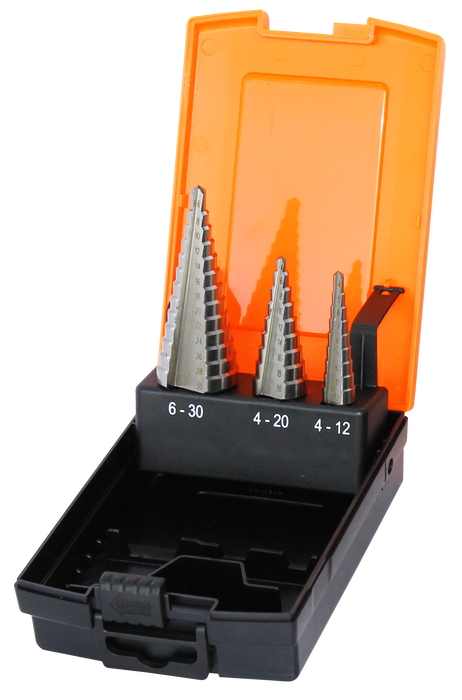 Step Drill Set 3Pce Metric M2 4 To 12Mm In 1Mm Inc