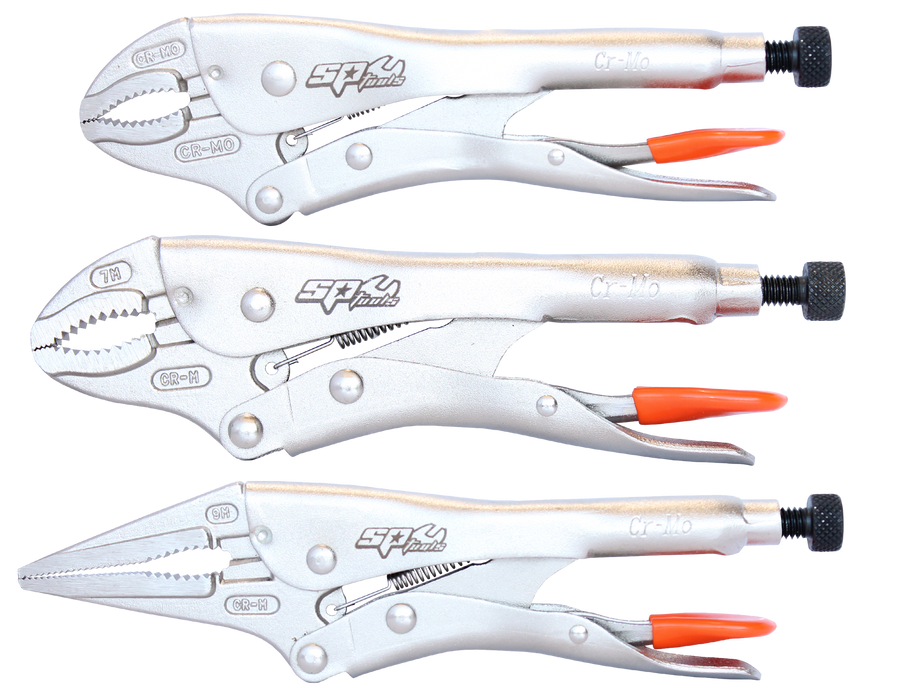 Set Plier Locking Long Nose And Curved Jaw 3Pc