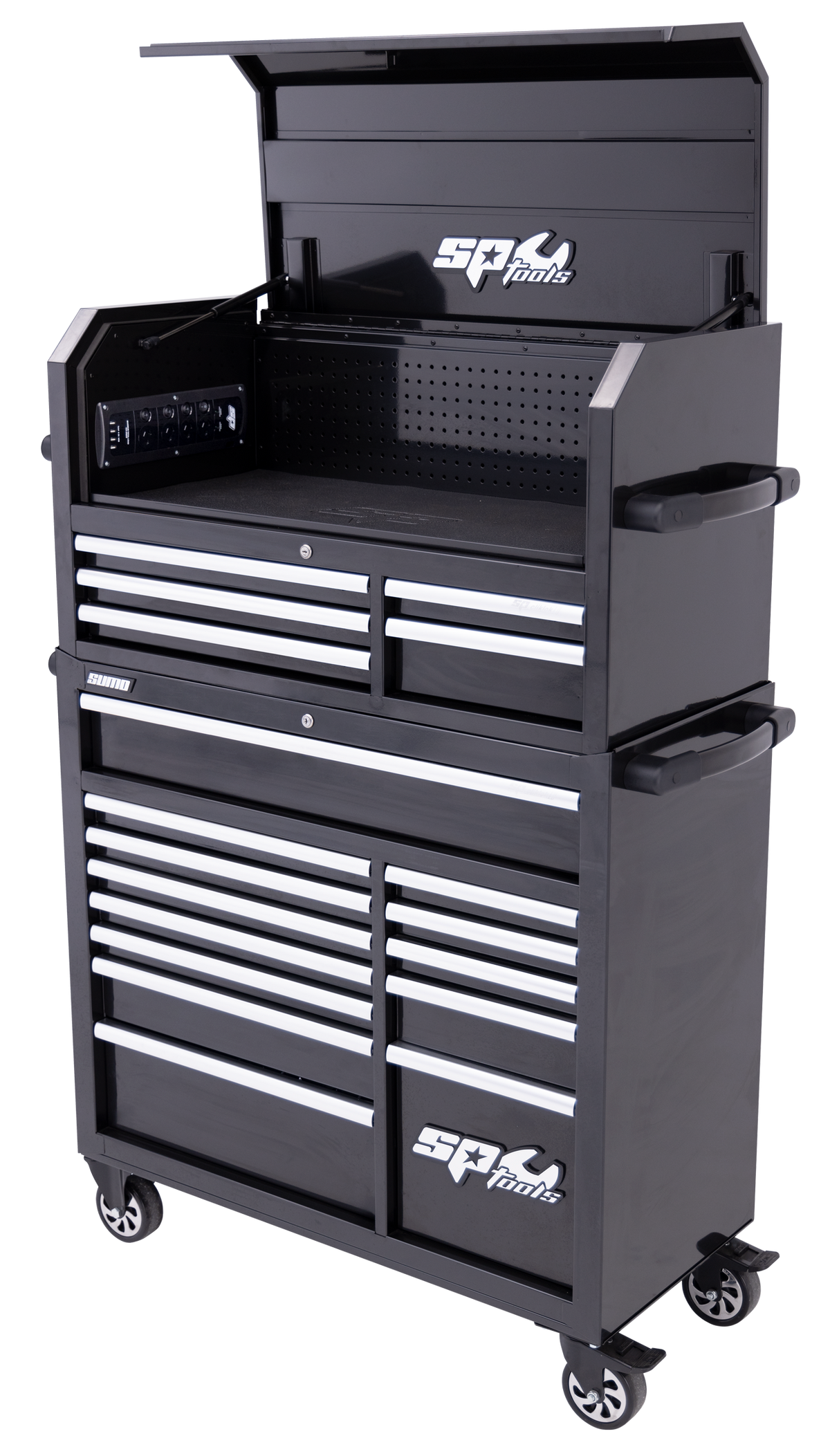Tool Box - Sumo Series Hutch Combo 18 Drawer Black — 770Motorsports
