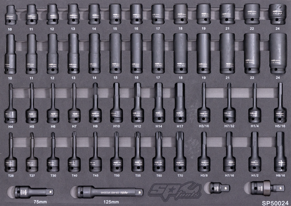 Eva Toolkit - 56Pc Sae - 1/2"Dr Impact Socket Set