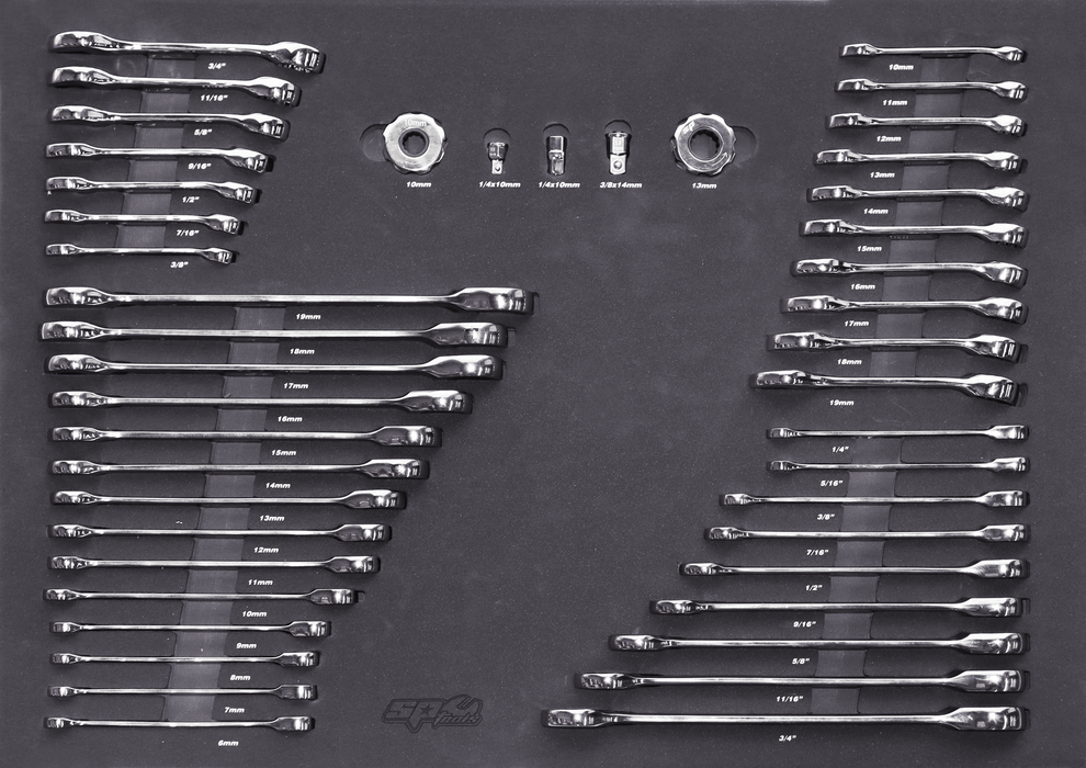 Eva Toolkit - 45Pc Metric/Sae - Geardrive Spanner And Finger Ratchet