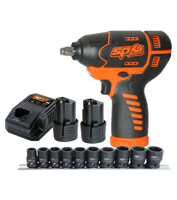 Cordless - 12V 3/8"Dr Impact Wrench Kit - 2.5Ah X2 Batteries And Impact Socket Set - Sx Drive