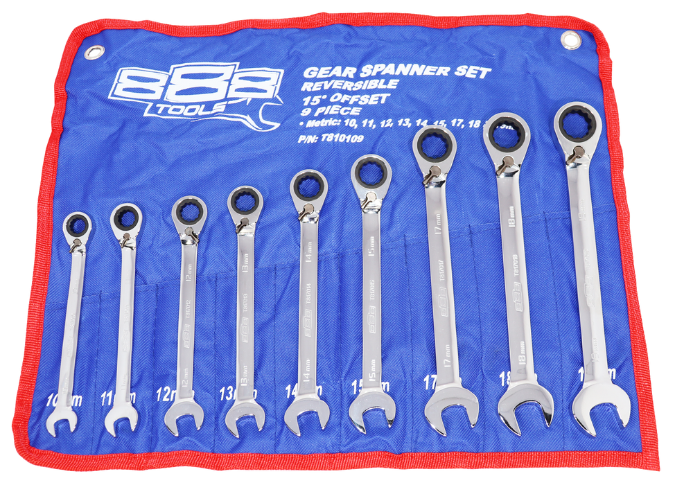 Spanner Set Gear Roe Reversible Metric 9Pc