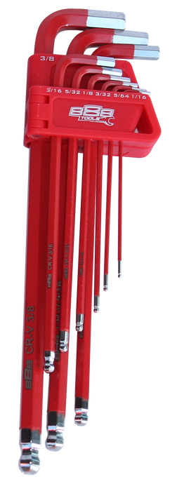 Key Set 9Pc Sae Ball Drive Hex (Red)