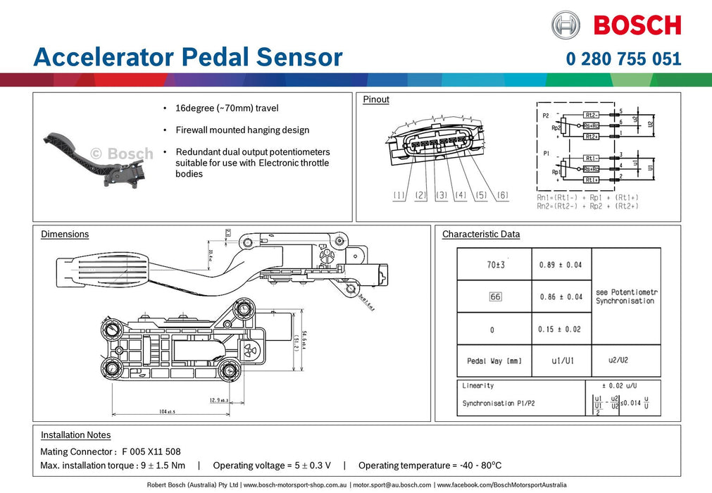 DBW Accelerator Pedal Module 0280755051