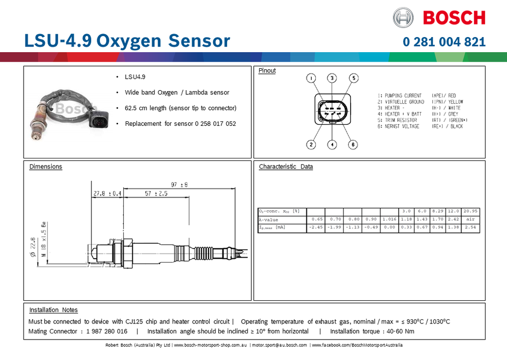 Wideband O2 Lambda Sensor LSU 4.9 | 0281004821